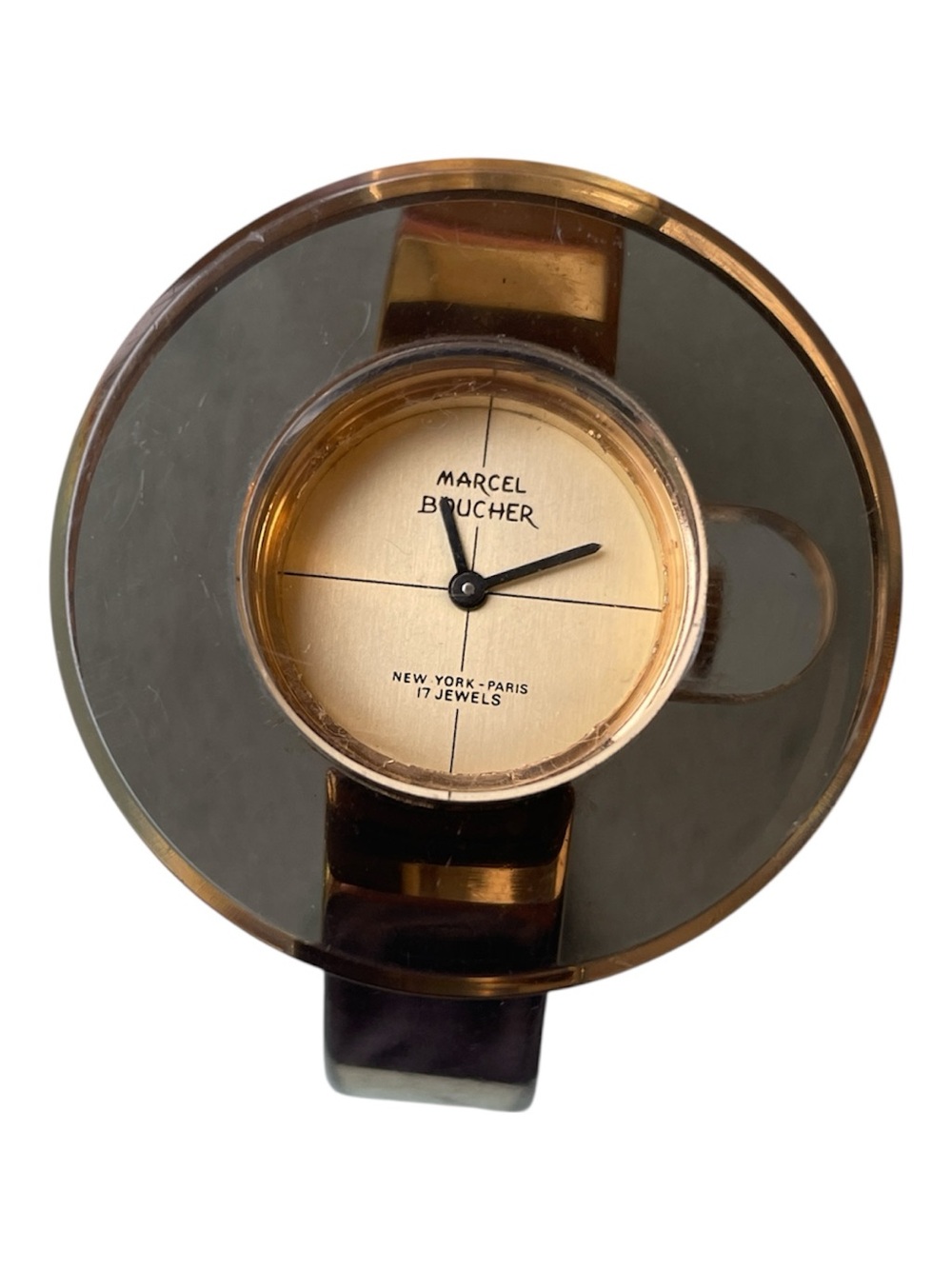 VINTAGE MARCEL BOUCHER SMOKY BROWN LUCITE AUTOMATIC WRIST WATCH 1970’s